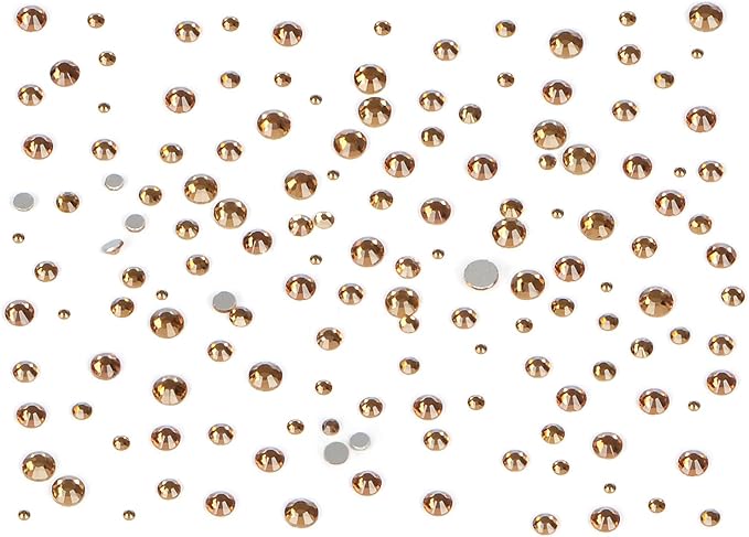 Bymitel 7200 Pieces 6 Mixed Sizes Glue Fix on Glass Rhinestones Round Crystal Gems Flatback for DIY Jewelry Making with one Picking Pen(6-Sizes 7200PCS, Lt. Topaz)