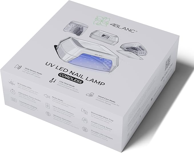 4BLANC® Professional Smart Cordless Rechargeable UV LED Nail Curing Lamp for Home or Salon Use, Manicure and Pedicure-Friendly.