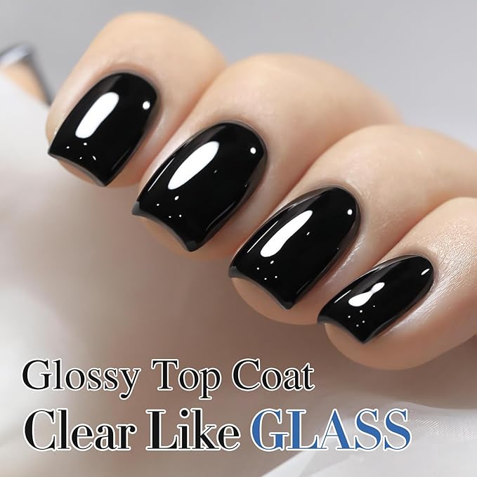 Double Rhythm 15ML No Wipe Gel Top Coat Base Coat Iridescent Glitter Shimmer 2 in 1 Nail Polish Soak Off Manicure DIY Home Salon (Top Coat Clear)