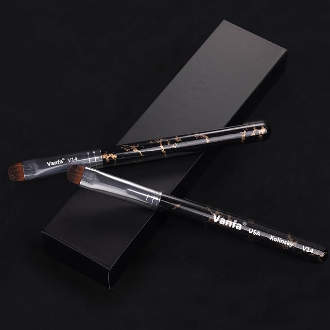 Vanfa French Brush for Nails, Gel Nail Brush, Clean up brush, Nail Art Brush with Kolinsky Hair (V14 - Pack of 2)