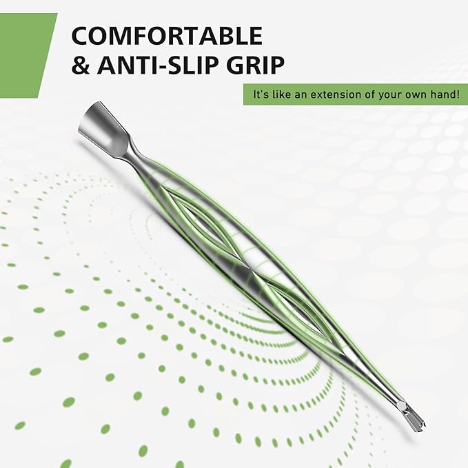 BALUCA 2-in-1 Cuticle Pusher & Trimmer with Fork – Professional Stainless Steel Nail Cuticle Remover Tool for Pain-Free Manicure & Pedicure – Durable Metal Cuticle Nippers and Scraper, Silver