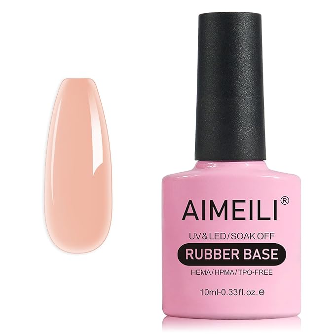 AIMEILI Hema Free Rubber Base Gel For Nails, Soak Off U V LED Clear Sheer Gel Nail Polish, 4 in 1 Nail Strengthen/Enhance/Base Coat/Color - (450) 10ml