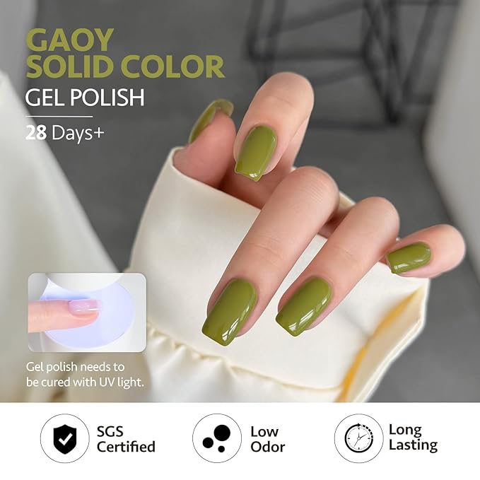 GAOY Olive Green Gel Nail Polish Set, 6 Glitter Cat Eye Mixed Shades UV Gel Polish with Magnet, for Salon Manicure & Nail Art DIY, Serenity Forest