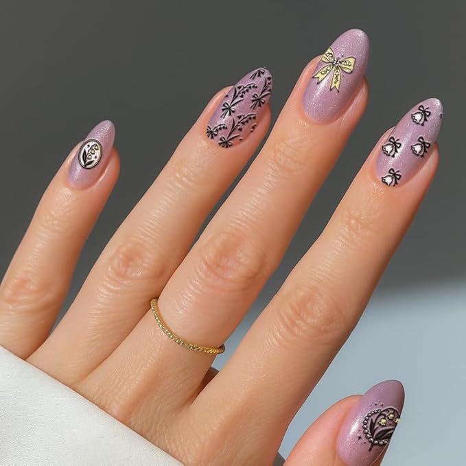 PH PandaHall 3pcs Lily of The Valley Nail Stamping Plates Flower Leaf Nail Art Templates Butterfly Stainless Steel Image Plate Art Stencils with Tool for Spring DIY Print Manicures Salon Design