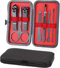 AOMIG Nail Clipper Set 7 pcs Manicure Pedicure Nail Care Kit with Luxurious Leather Case Fingernail Toenail Clippers Portable Stainless Steel Ear Pick Eyebrow Scissors Fingernail File Tweezer Kit