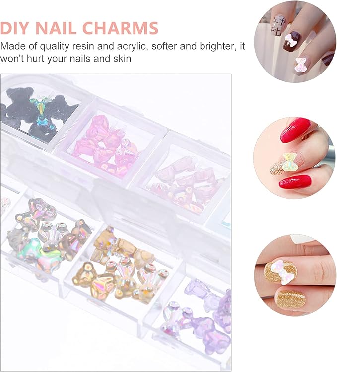 Beaupretty 120pcs Bear and Butterfly Nail Charms for Nail Art Decoration Resin for Craft Projects for Manicure and Creative Designs
