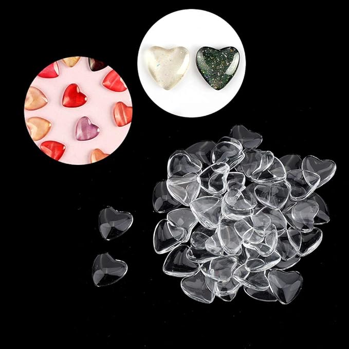 Nail Art Display Card, 50pcs Transparent Nail Polish Color Display Card Portable Polish Gel Color Glass Card Nail Art Practice Design Tool(Heart Shape)