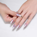Fall Purple Medium Press On Nails, Cat Eye Coffin Press On Nails, Crystal Glow Design, Ice Glossy Gel Purple Fake Nails, Reusable Acrylic Stick On Nails for Women, Moonlit Amethyst