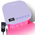 MEKK Cordless UV LED Nail Lamp, 54W UV Light for Gel Nails with Hand-Friendly Red Light, Auto Sensor Professional Flash Cure Lamp with Rotatable LCD Display for Salon and Home, Checkered Design-Purple