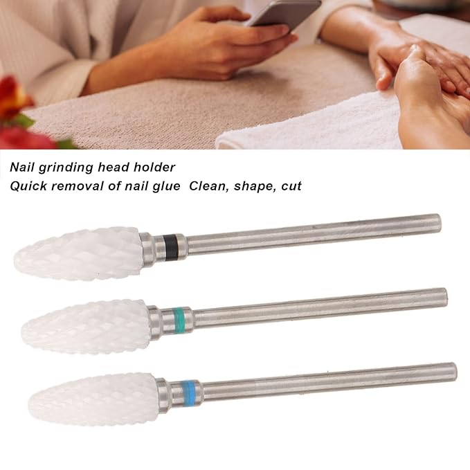 10 pcs Ceramic Nail Drill Bits Set, Electric Nail Files, Cuticle Polishing Bits for Acrylic Gel Nails, for Manicure and Pedicure for Nail Grinding