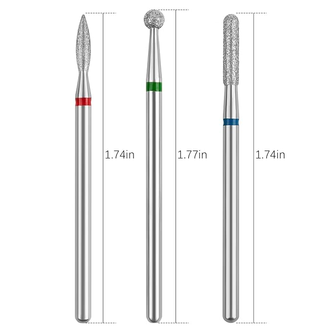Cuticle Drill Bit,Cuticle Drill Bits for nails 3pcs Diamond Nail Drill Bits for 3/32''Electric Nail File Machine Pedicure Tool