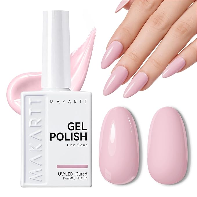 Makartt Ultra Pigmented Pink Gel Nail Polish 15ml One N'Done One-Coat Gel Polish Pink Soak Off High-Gloss Ceramic Shine, Salon-Grade UV Nail Art Manicure DIY Salon Home - Blush Talk