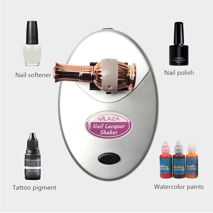 Laza Nail Lacquer Shaker Nails Gel Polish Varnish Adjustable Bottle Shaking Machine Shake Evenly Tools for Nails Art - Sliver