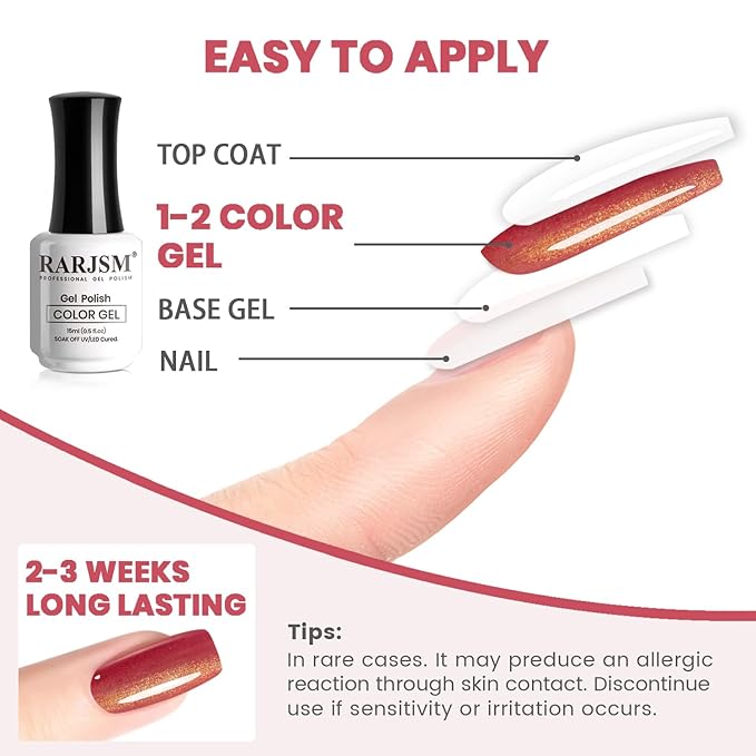 RARJSM Nude Glitter Gel Nail Polish Cherry Pink Tone Gold Rainbow Glitter Chunky Iridescent Sparkle Shimmer Diamond Transparent Gel Polish Single Bottle Soak off UV LED Cured for Home Salon Manicure