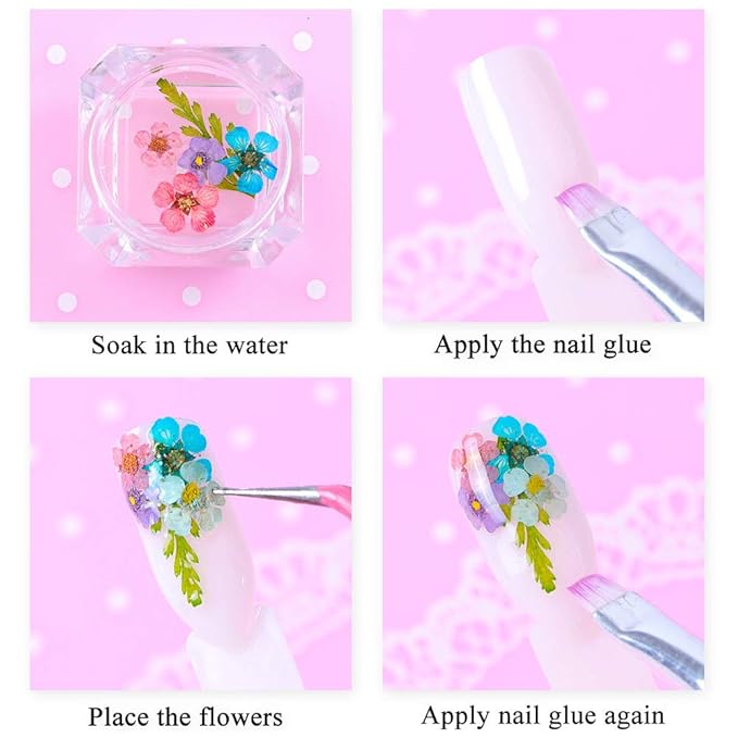 Dried Flowers for Resin Nail Art 3D Small Tiny Real Natural Mini Pressed Dry Flowers for Nails DIY Crafting Decoration Supplies (2 Boxes, 180 Pcs, 37 Colors)