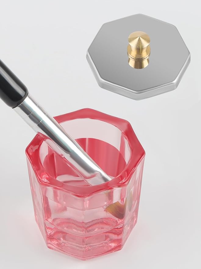 TOROKOM 4 Colors Dappen Dish for Acrylic Nails, Glass Crystal Acrylic Powder Holder with Lid Nail Art Acrylic Liquid Cups Nail Crystal Bowl Glassware Tools for Nail Art Manicure