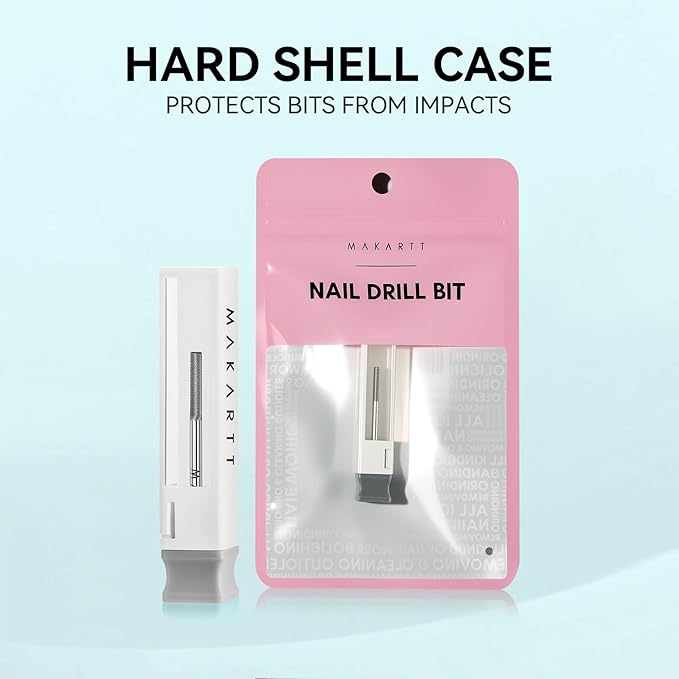 Makartt Cuticle Nail Drill Bit - Safety Tungsten Carbide Cuticle Remover Drill Bit Needle Bit Under Nail Cleaner Dead Skin Nail Prepare 3/32'' for Electric Nail File Nail Buffer Bit-3XF (Silver,Fine)