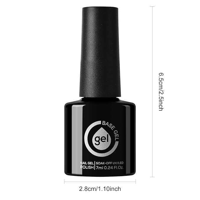 Fiber Glass Rubber Base Gel Nail Polish, Glossy Clear Glass Brush on Nails Strengthener Base Coat for Repair Broken Damaged Nails, LED UV Lamp Required Soak Off Building Gel-Clear,7ml