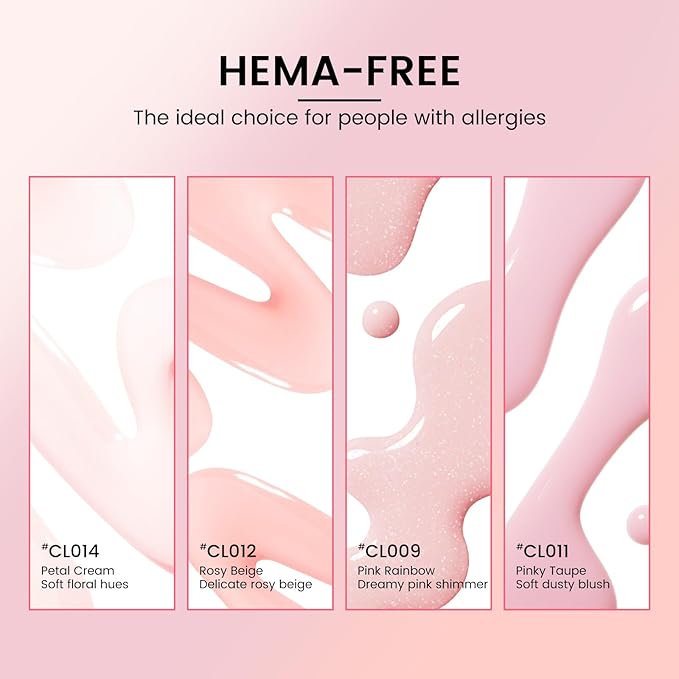 TPO and HEMA Free Gel Nail Polish Kit with U V Light - Gliter Milky White Nude Pink at Home Gel Manicure Kit with Base & Top Coat Chrome Nail Powder - 4 Colors Nail Art Starter Gift for Women Girl