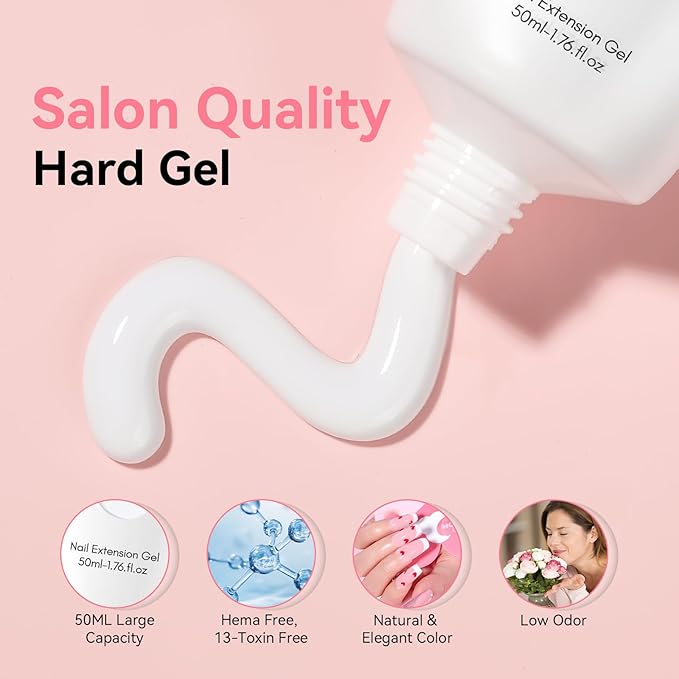 Makartt Poly Nail Gel White Hem-Free 50ML Nail Extension Builder for French Manicure, Hard Gels for Nails Strengthener Long-Lasting Salon Nail Art Design Easy DIY at Home