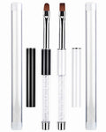 2Pcs Oval & Flat Nail Gel Brush Set – Acrylic Nail Art Brushes with Rhinestone Handle – UV Builder Gel Brush for Acrylic Nails, DIY & Salon Use