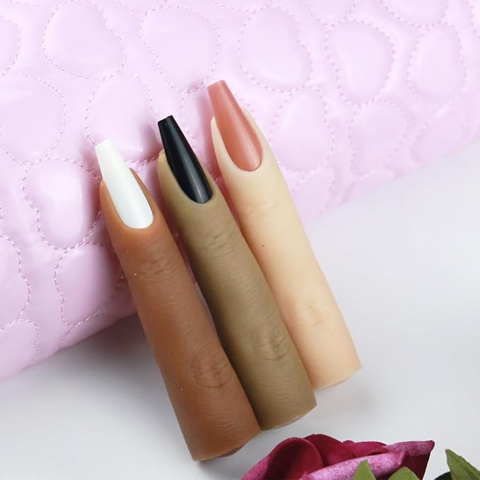 Silicone Practice Fingers for Acrylic Nails, Bendable Fake Training Finger Soft Silicone Fake Finger to Practice Fake Nails, Flexible Nail Practice Fingers Hand for Nail Art(Color 5)
