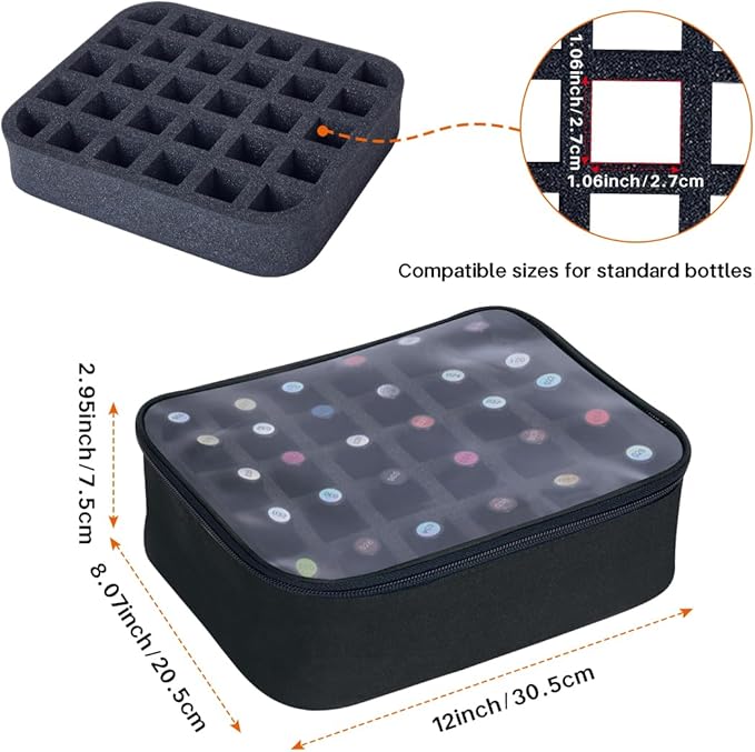 2 Pcs Small Clear Nail Polish Organizer Holds 60 bottles(15ml-0.5fl.oz) Nail Polish Case Multifunctional Nail Polish Bag organizer, Cosmetic Travel Makeup Cases for Women Black