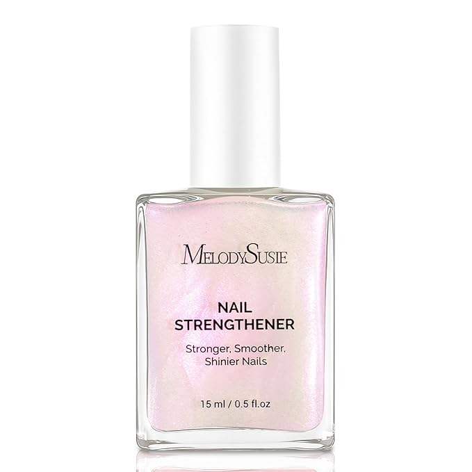 MelodySusie Nail Strengthener and Growth Treatment, 2-in-1 Ridge Filling Base Coat & Glossy Concealer Polish for Damaged Nail Repair and Healthy Shine,Gifts for Women 15ml 0.5 Fl Oz Holographic White