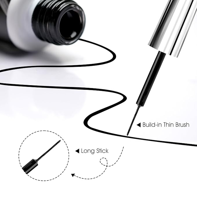 VENALISA Liner Gel Nail Polish 8ML 1 Pcs Black Gel Polish With Thin Brush For French Nail Art Swirls Nail Design Soak Off UV Gel DIY at Home Manicure Salon