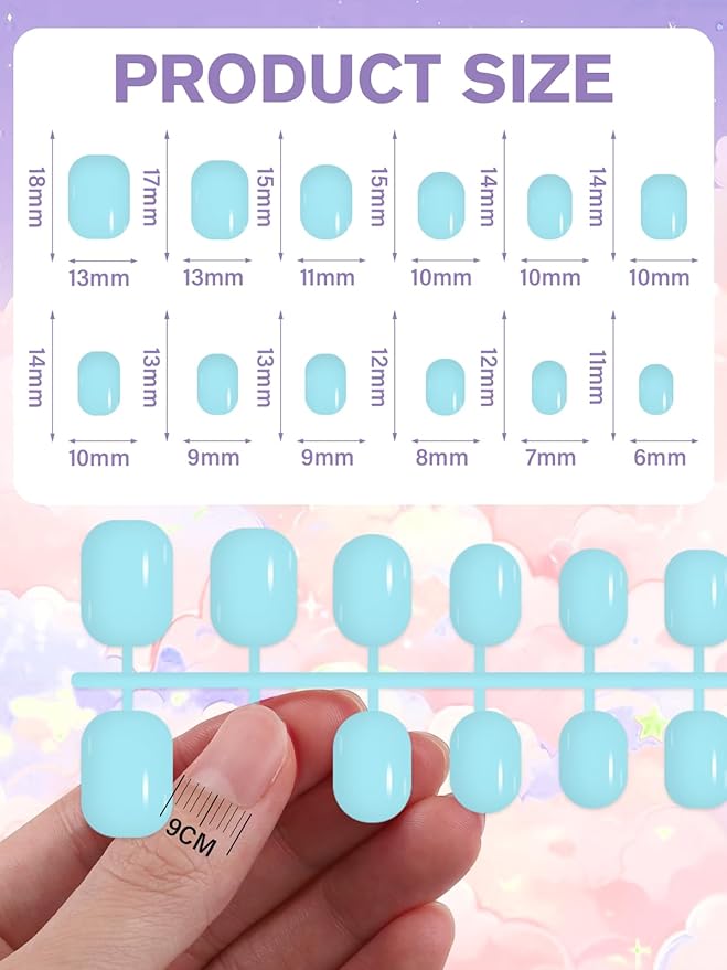 EBANKU 288 Pieces Kid Fake Nail, 12 Pack Kids Press on Nails Short Full Cover Fake Nails for Girls with Nail Glue and Nail Adhesive Tabs