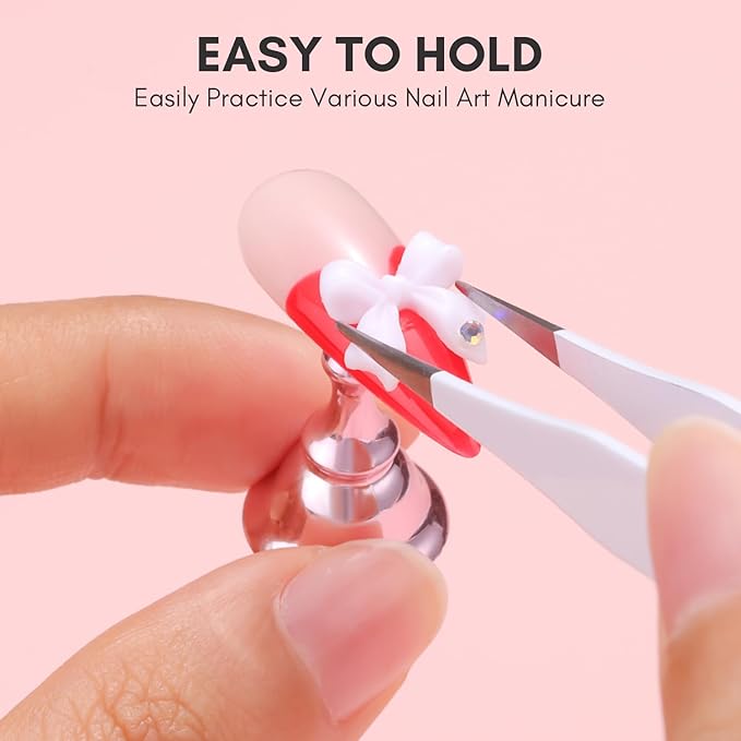 Makartt Nail Rhinestone Glue for Nails, Super Strong Gel Nail Glue for Nail Charm 3D Nails Bling Gel Bundle with Nail Stand for Press On Nails Display Practice Art Magnetic Fake Nail Holder