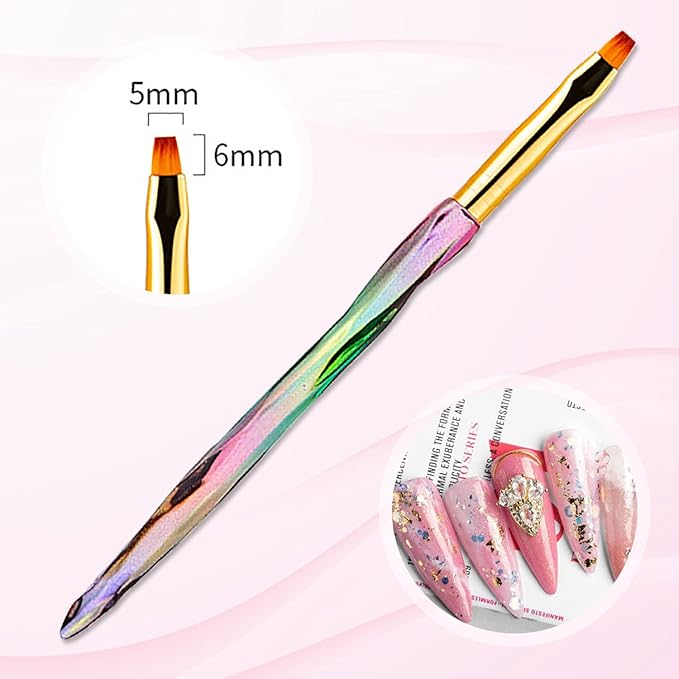 SILPECWEE 3pcs Nail Clean Up Brushes, Nail Polish Remover Brush, Nail Brushes for Cleaning Polish Mistake, Acetone brush, Nail Art Brush Manicure Brush for Nails Design Tool