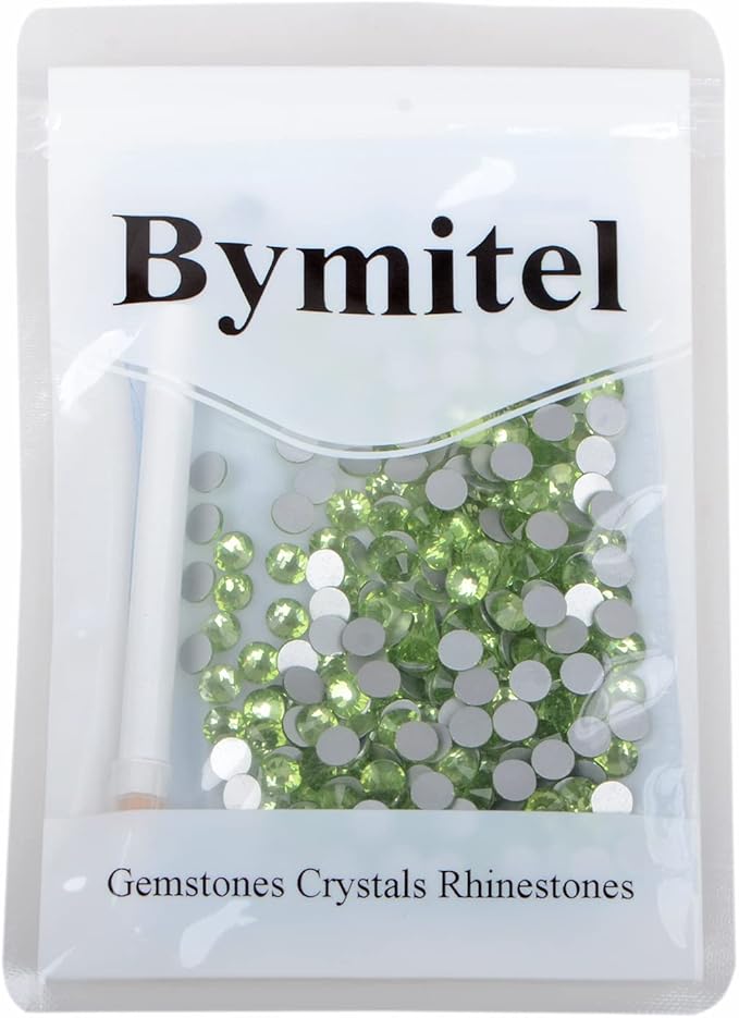 288PCS Art Nail Rhinestones Non Hotfix Glue Fix Round Crystals Glass Flatback for DIY Jewelry Making with one Picking Pen (ss30 288pcs, Peridot)