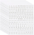 PATIKIL Letter Nail Stickers, 8 Sheet 3D Self-Adhesive English Letter Nail Decals Small Alphabet Art Sticker Metallic Fluorescence Design Manicure for Women DIY Decor, Silver