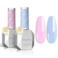 MelodySusie Thick Gel Nail Polish Set- 2 Pcs 15ML BabyPink & Blue Gel Polish Set Soak Off UV LED Pink Gel Polish Christmas Gift for Women Nail Art Manicure Salon DIY Nail Design Decoration at Home