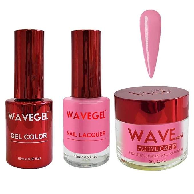 WAVEGEL Soak-Off Gel, Nail Lacquer & Acrylic/Dip Powder Matching Set - Queen Collection - #069 Aphrodite's Heart