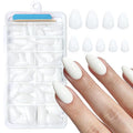 120pc White Almond Press on Nails Short Fake Nails Press ons for Women Acrylic Nails Press on Nails&Glue Tabs, Short White Press on Nails Almond False Nail Tip Stick on Artificial Fingernail