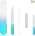 Crystal Nail File Set - 5 Pcs Nano Shiner Files, Glass Nail File, Cuticle Pusher, Buffer and Foot File