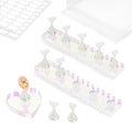 Nail Stand For Press On Acrylic Strong Magnetic Nail Holder Kit For Painting Nails Tip Arts Display With 200PCS Double-Sided Tape And 1 Heart Shaped Acrylic Magnetic Presson Stand (Aurora And White, Medium)
