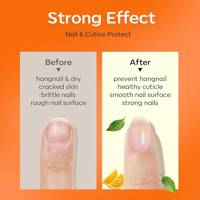 modelones Nail Strengthener Cuticle Oil for Nails Orange Nail Oil for Growth and Strength Nail Growth Oil Cuticle Care Quick Dry Nail Care Moisturize and Strengthen Damaged Nails 15ml 0.5Fl Oz