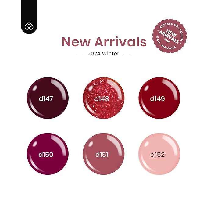 Beetles Red Gel Nail Polish, 6 Colors Burgundy Nude Red Glitter Gel Polish Marvelous Lady Collection Nail Art Design Soak Off Uv LED Nail Polish Manicure DIY Home Salon