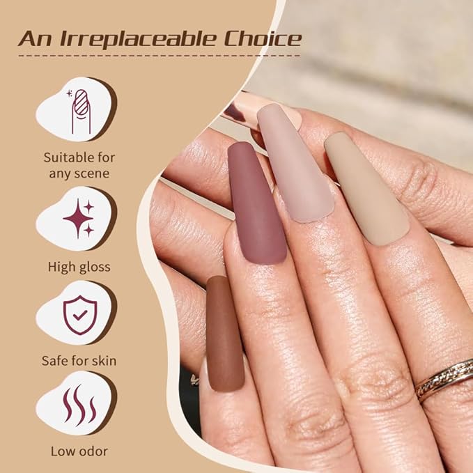 JR 9pcs 15ml Gel Nail Polish Set Brown Earth Red Pink Gel Polish Kit UV Soak Off Polish Nail Art Manicure Salon Home DIY Gift C