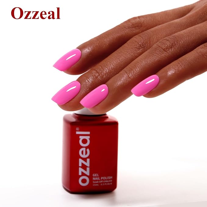 Gel Polish, 0.5 Fl Oz Bright Pink Gel Nail Polish Spring Summer Soak off LED UV Gel Nail Polish Starter Manicure Salon DIY Nail Gel Polish