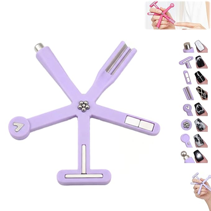 Cat Eye Magnet Kit, Nail Art Magnet Set 6 in 1 Gel Nail Polish Magnets for Nail Art, Strong Magnetic Nail Design Tools Nail Magnets for Cat Eye Gel Polish (Purple-1PC)