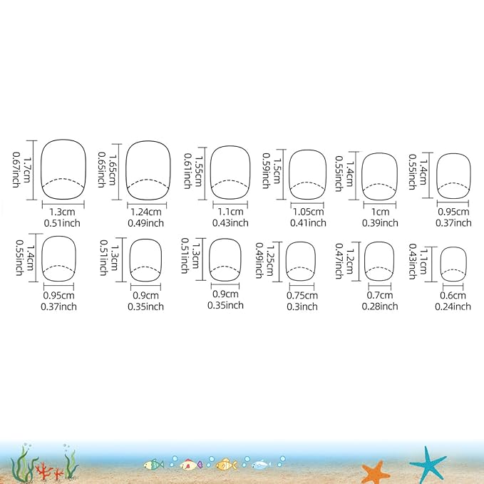 120Pcs 10 Packs Cute Short Press on Nails for Girls 5 Styles 12 Sizes Press on Nails for Kids Press ons with Shell Whale Mermaid Star Penguin Designs Full Cover Acrylic Nails for Little Girl Gift DIY