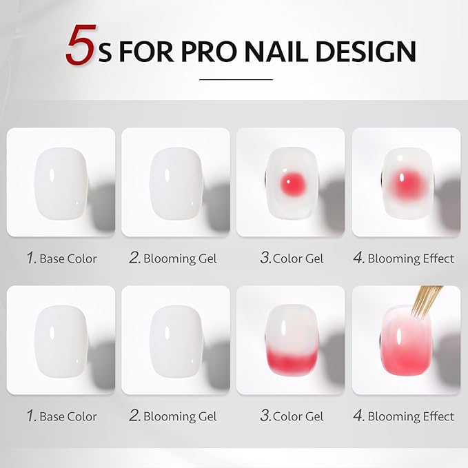 GAOY Nail Blooming Gel, 16ml Clear Blooming Gel Nail Polish with Liner Brush, Spreading Effects Soak Off UV Light for Nail Art DIY
