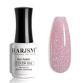 RARJSM Shimmer Nude Gel Nail Polish Clear Purple Pink Sparkly Iridescent Rainbow Holographic Glitter Pigment Jelly Gel Polish Neutral Color 15ml Soak off UV LED Cured for Home Salon DIY Nail Art