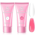 Makartt Hema-Free Poly Nail Gel Set: White & Hot Pink Color, Strong Builder for Extension Strengthener 3D Diy, Long-lasting for Nails French Manicures Home Salon-2PCs 30ML