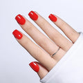 Red Press On Nails - Classic Red Short Square Fake Nails, Square Press On Nails Reusable Stick On Nails in 15 Sizes, 30pcs False Nail Kit for Women & Girls (ClassicRed)