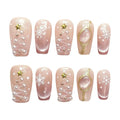 Pink Glitter Press on Nails Short Square - 3D Snowflake & Star Gems Design Sparkly Winter False Nails (Holiday Opulence-B,S)